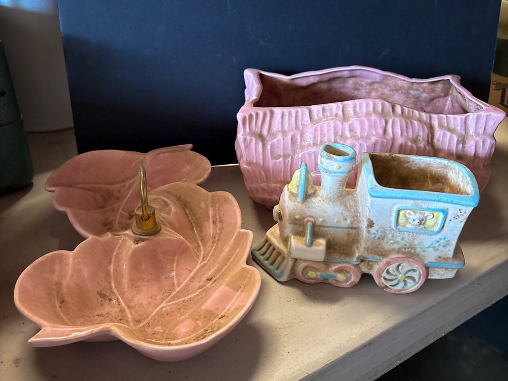 Pink Ceramic Planters and Decorative Pieces, Made in USA