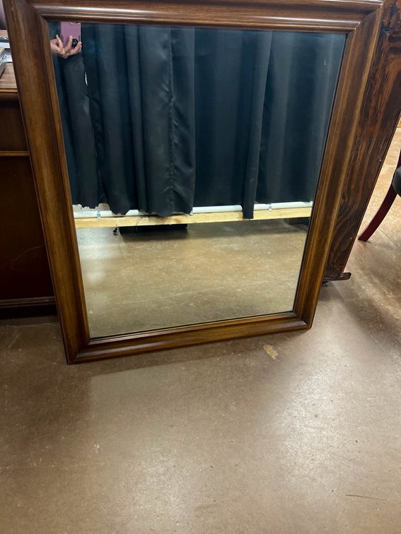Rectangular Wood-Framed Wall Mirror, 40” X 34”