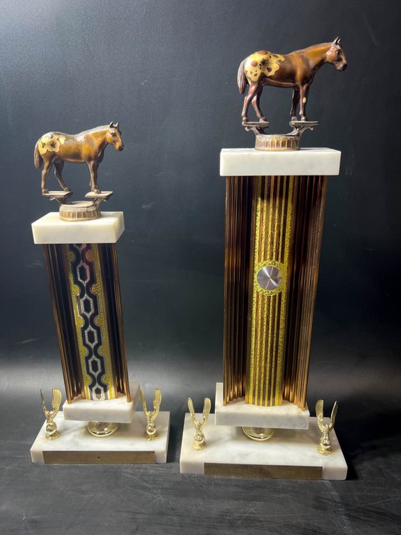 1980 Equine Champion Trophies with Horse Figurines