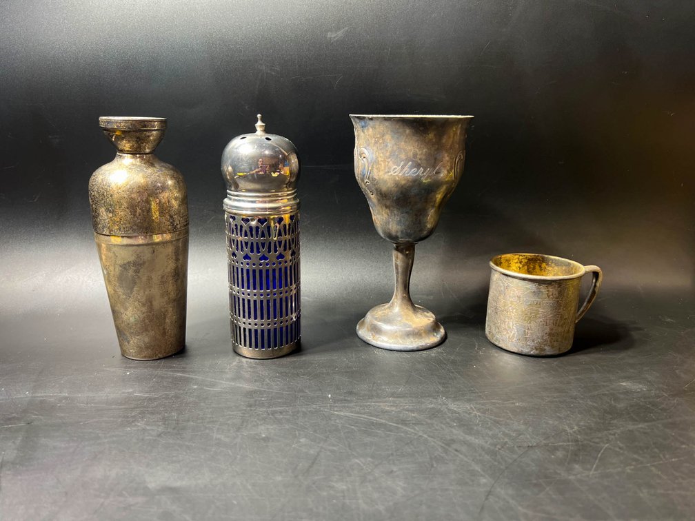 Four Silver-Plated Items Including Napier Cocktail Shaker and Goblet