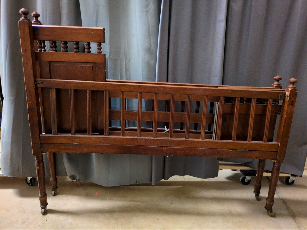 American Walnut Folding Child’s Bed, C. 1895