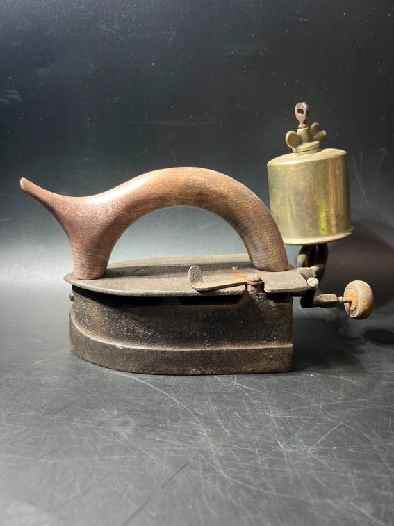 Imperial Self-Heating Flat Iron with Wooden Handle and Fuel Tank