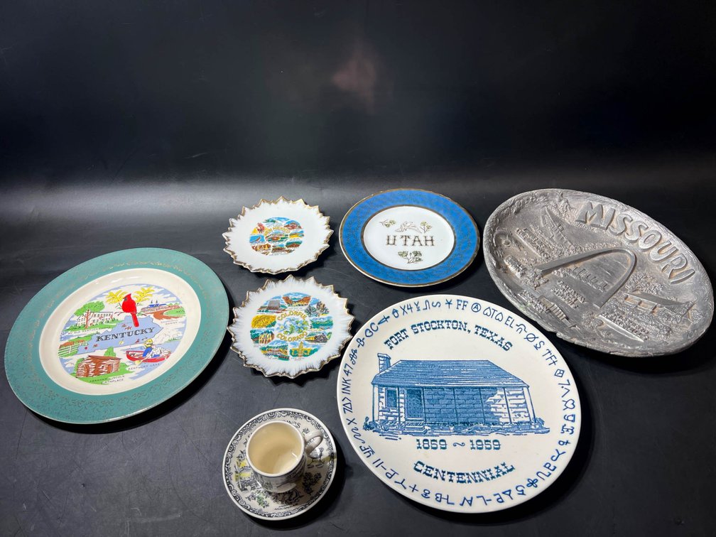 State and Historical Commemorative Plates and Cup with Saucer