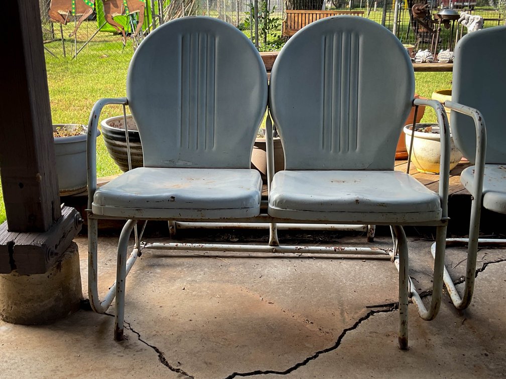 Metal Two-Seater Patio Glider with Blue Finish