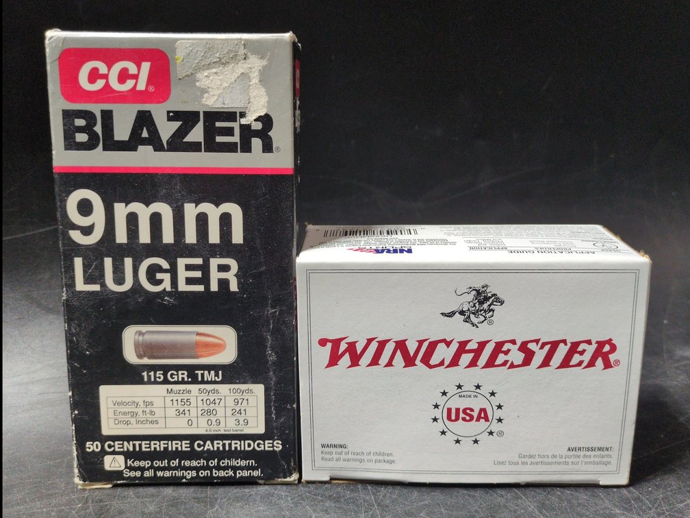 CCI Blazer 9mm and Winchester 9mm Luger Ammunition Lot