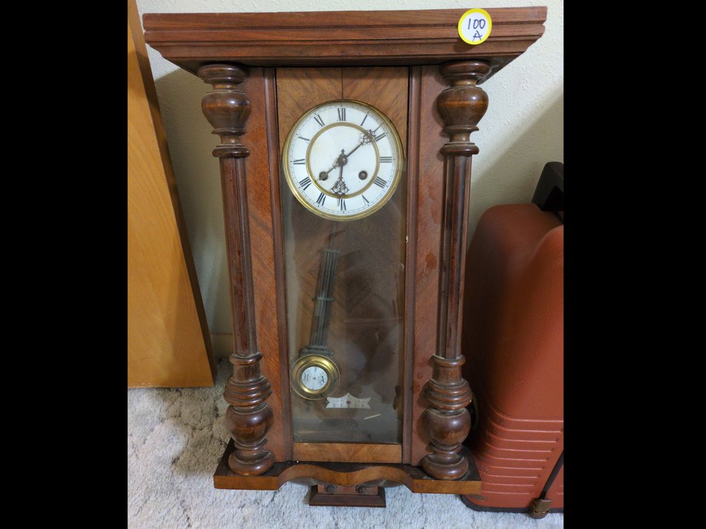 Wooden Wall Clock with Glass Front and Pendulum