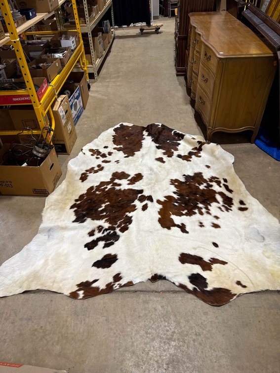 Natural Brown and White Cowhide with Spotted Pattern