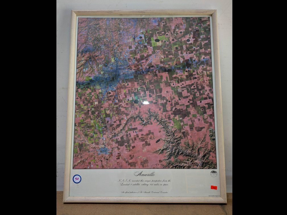Framed NASA Satellite Image of Amarillo with Description