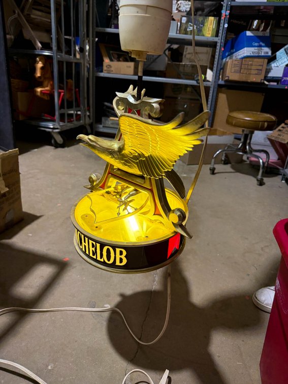 Vintage Michelob Beer Hanging Light Fixture with Eagle Design