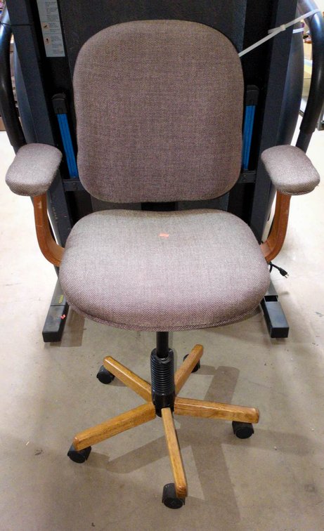 Office Chair with Wooden Arms and Base on Wheels