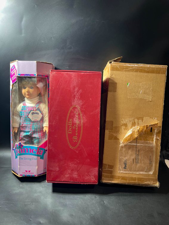 Three Collectible Dolls Including Pamela Talking Doll and Dollmaker Pieces