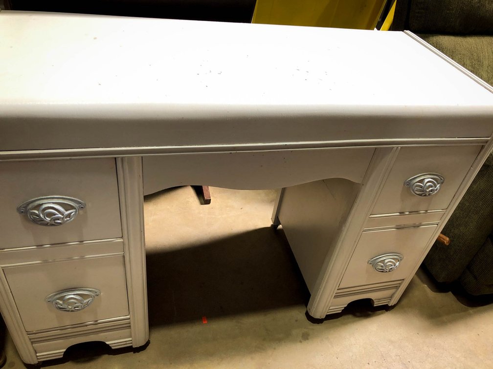 White Wooden Vanity Desk With Four Drawers