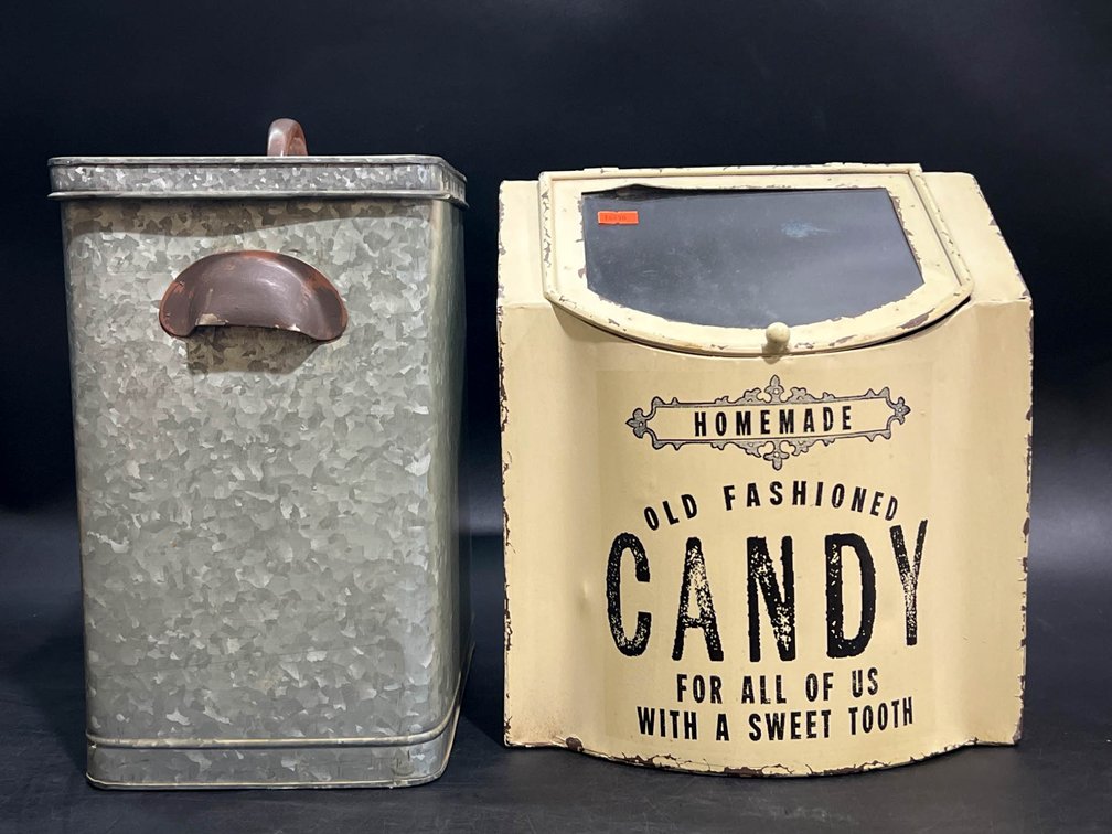 Galvanized Tin and Old-Fashioned Candy Tin Containers