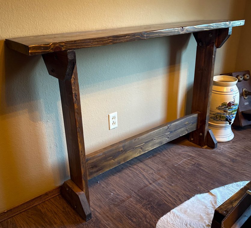 Rustic Wooden Console Table, 60 x 11 x 38 Inches