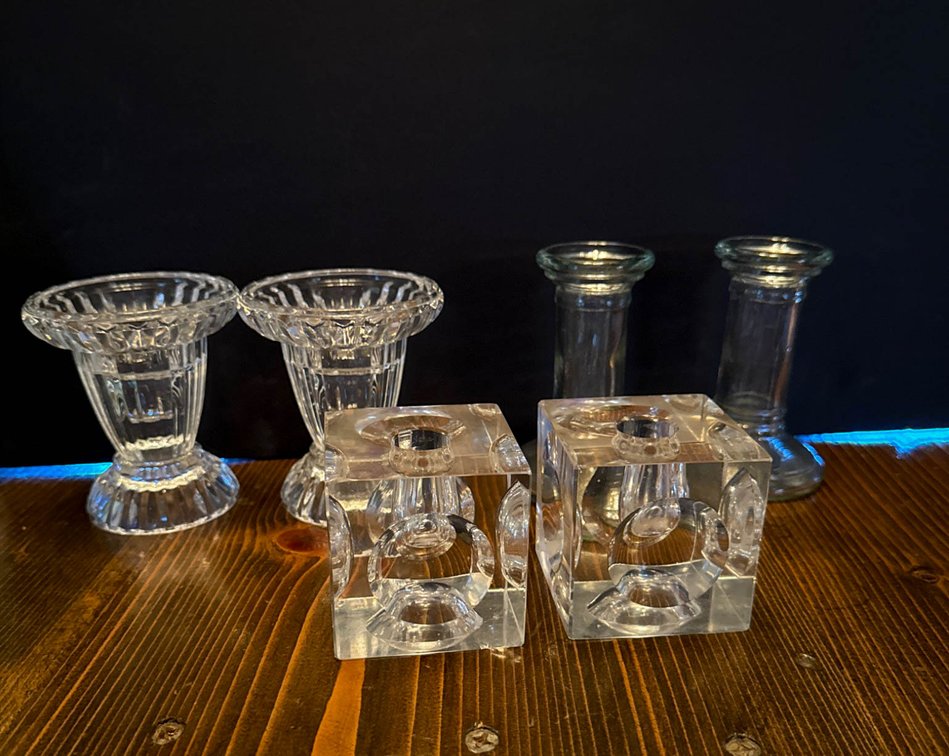 Crystal and Glass Candle Holders in Three Styles