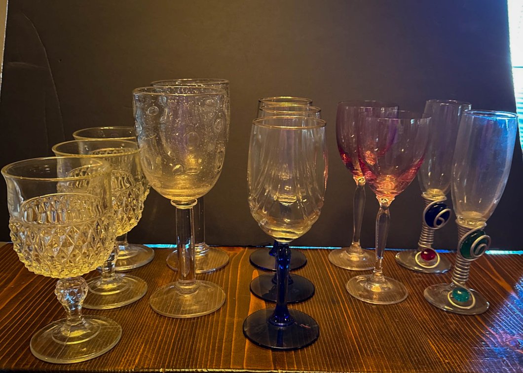 Glassware Lot with Varied Designs and Styles