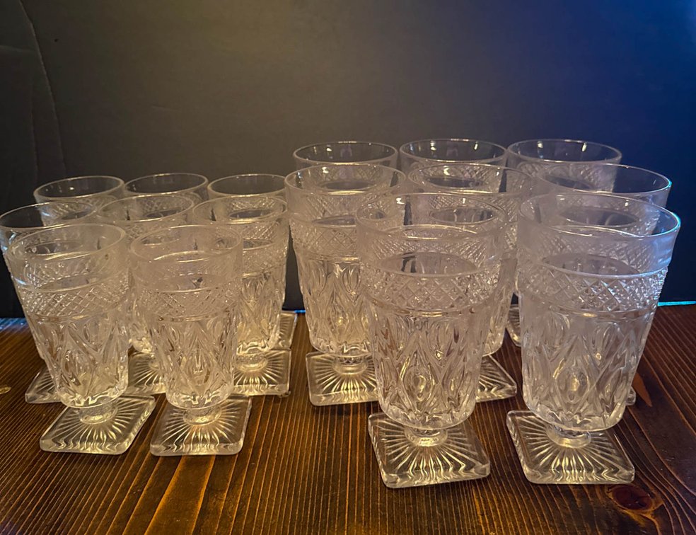 Imperial Cape Cod Glass Set Featuring 8 Tall and 8 Medium Glasses