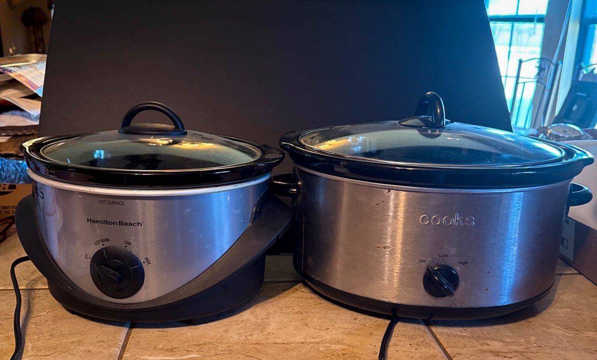 Two Slow Cookers: Hamilton Beach and Cook Essentials Models