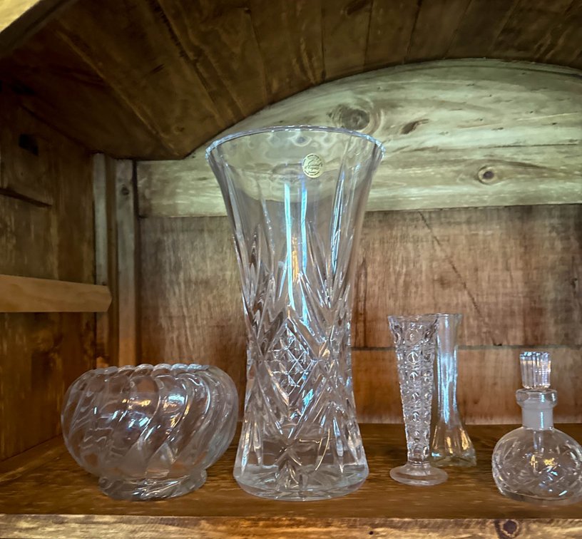 Five Crystal Glassware Pieces