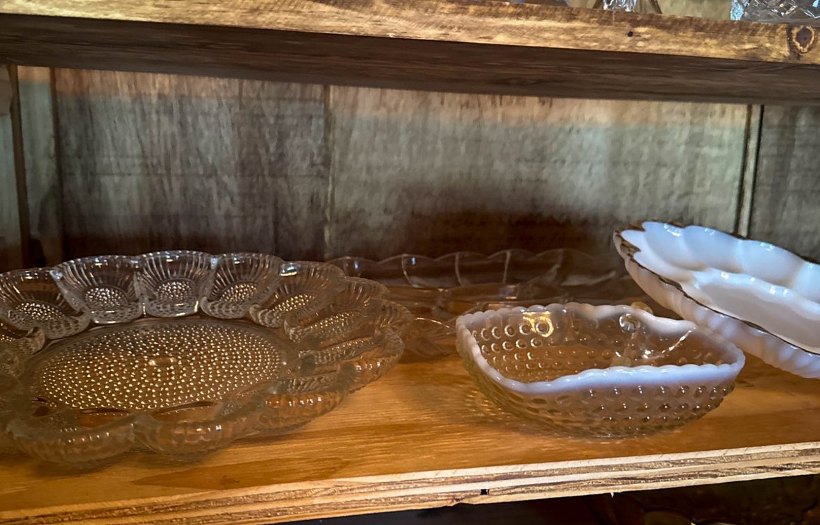 Clear and Milk Glass Serving Dishes