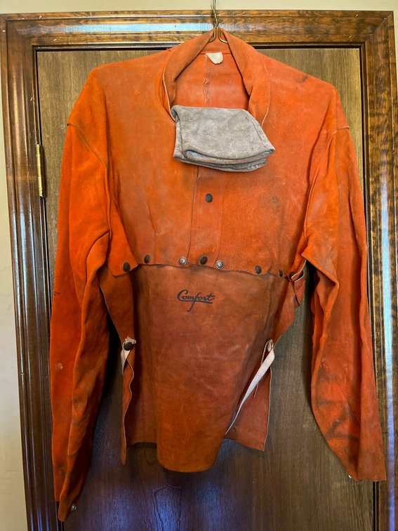 Comfort Brand Orange Leather Welding Jacket and Gloves