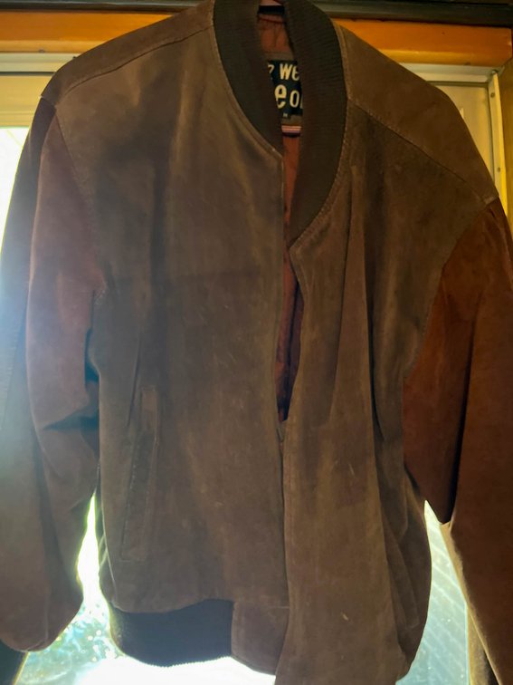 U2 Wear Me Out Brown Suede Bomber Jacket, Size Medium