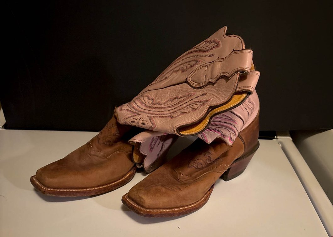 Justin Women’s Leather Western Boots with Pink Accents
