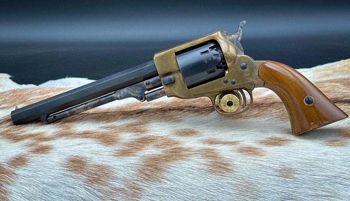 Reproduction Black Powder Brass Frame Revolver with Wooden Grips