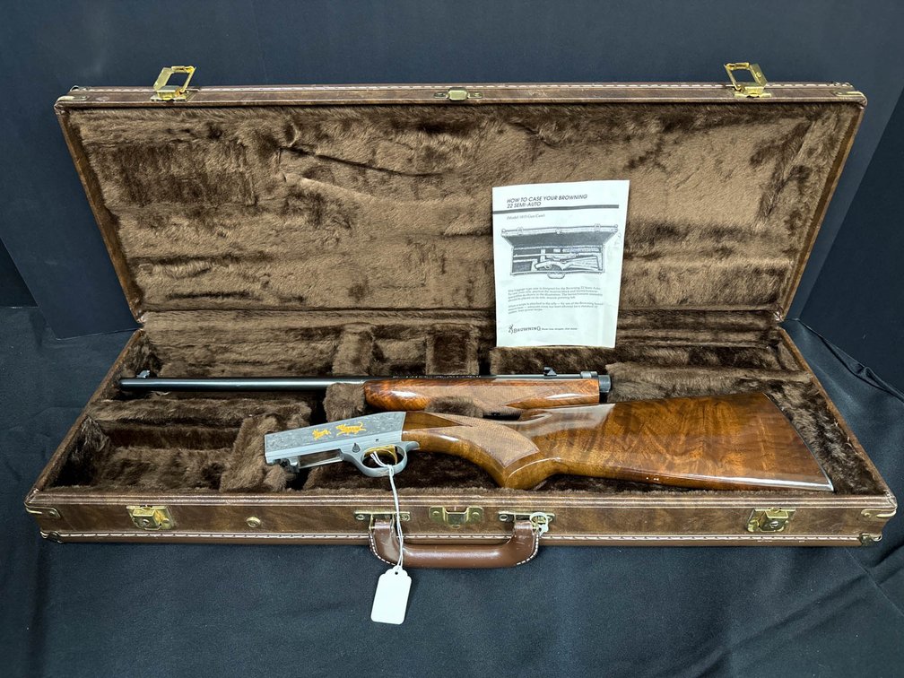 Browning .22 Long Rifle Semi Auto Rifle with Custom Engraving and Case