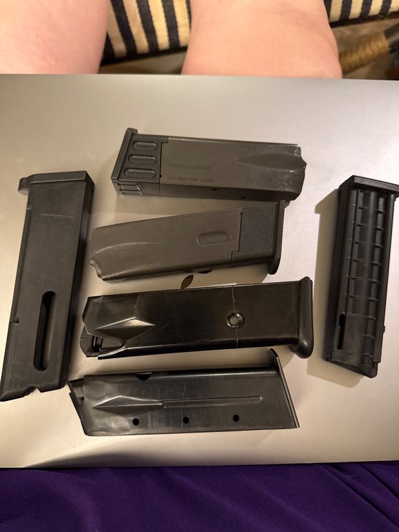 Firearm Magazines Including 45, 9 mm Luger, and 22LR