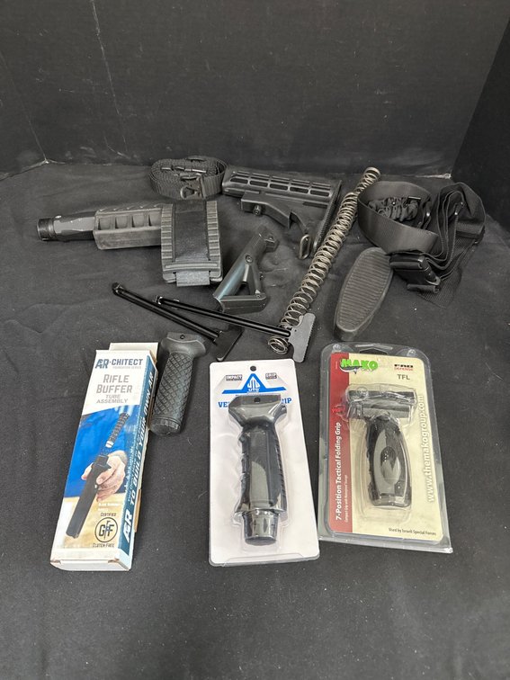 AR-15 Parts Including Grips, Buffer Assembly, and Accessories