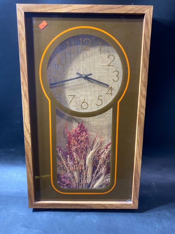 Framed Wall Clock with Dried Flower Display