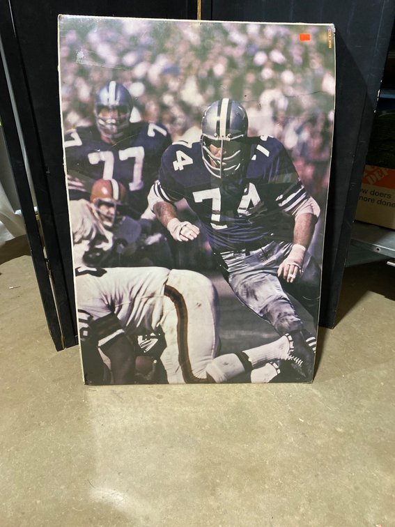 Large Vintage Football Player Photo Poster Featuring Number 74