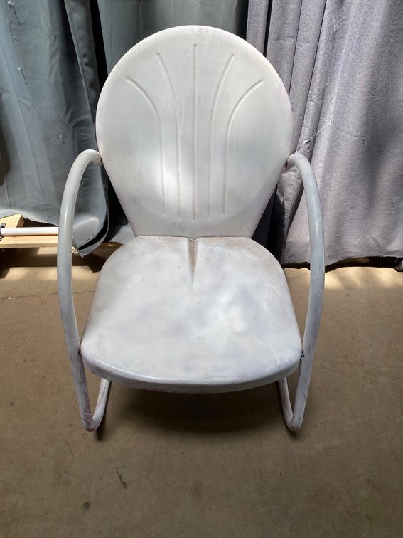 Metal Patio Chair with Curved Arms and Shell Design Backrest