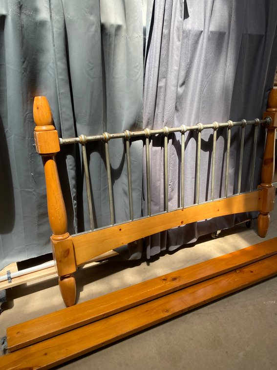 Wood and Metal Bed Frame With No Foot Board