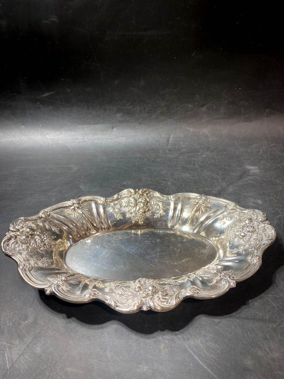 Sterling Silver Ornate Oval Serving Dish, 429.5 Grams