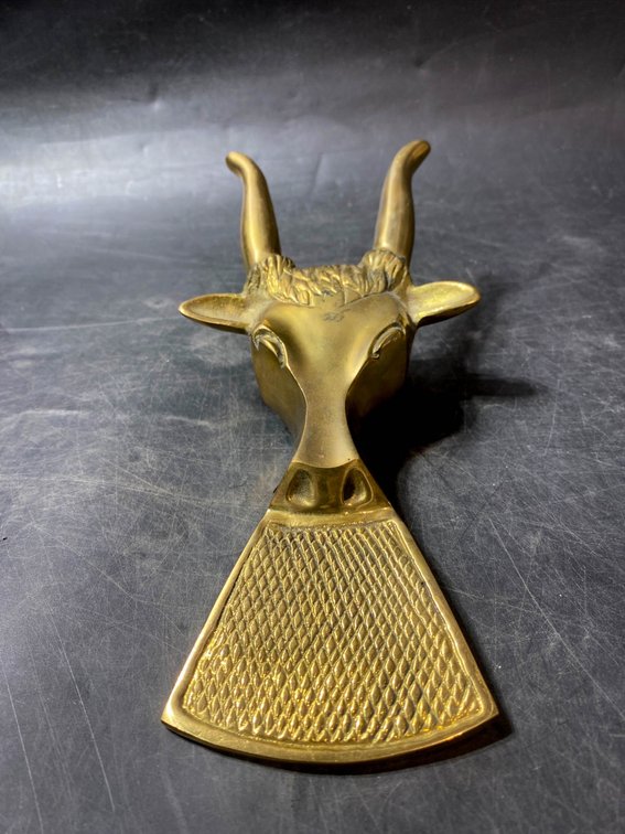 Solid Brass Bull Head Figurine with Made in Taiwan Marking