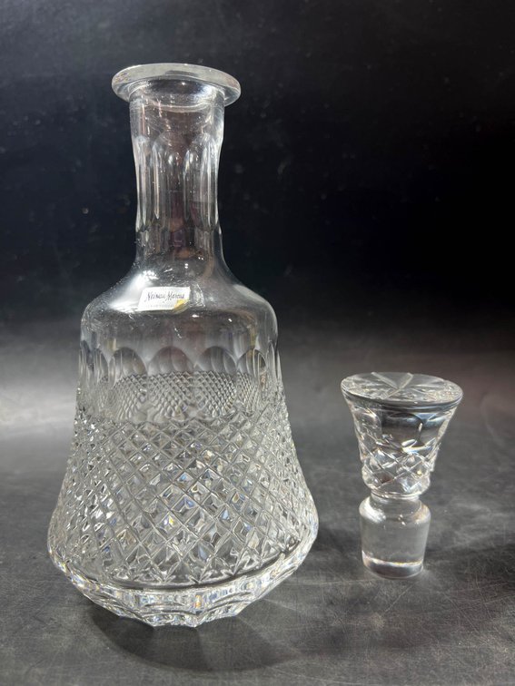 Neiman Marcus Cut Crystal Decanter with Stopper, Made in Yugoslavia