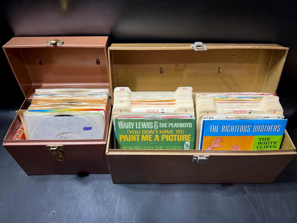 7-Inch Vinyl Singles in Two Storage Cases