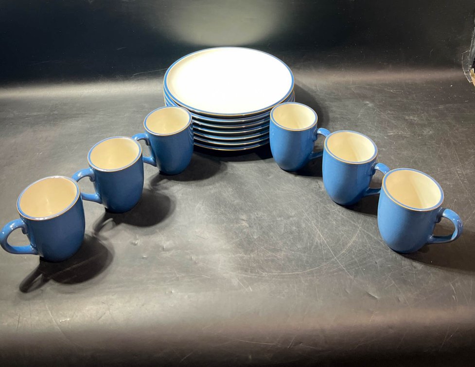 Blue Dinnerware Set with Blue Plates and Cups