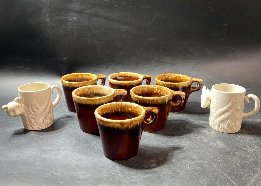 Fitz and Floyd Ceramic Mugs and Hull Brown Mugs