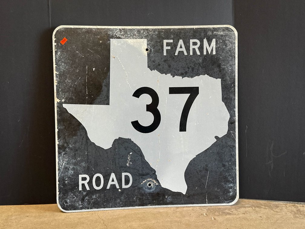 Vintage Texas Farm Road 37 Sign, 24×24 Inches