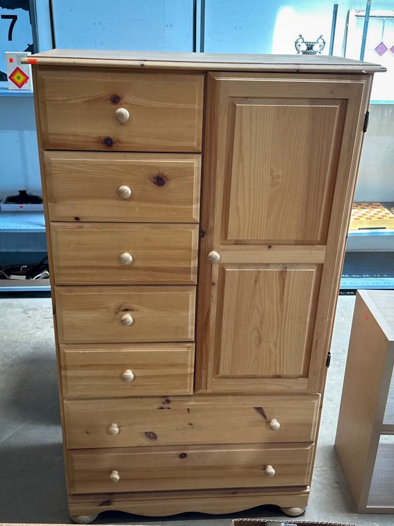 Solid Wood Chest of Drawers with Cabinet and Dovetail Details 37”x16”33”