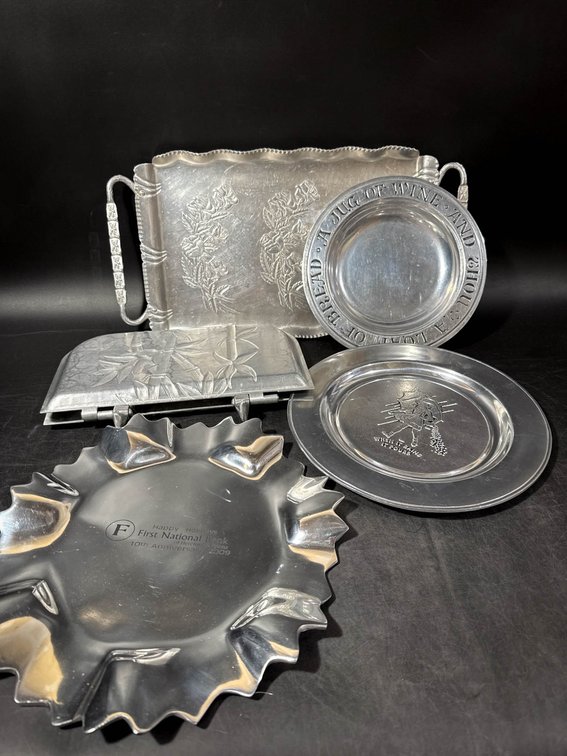 Aluminum Serveware and Decorative Pieces by Various Makers