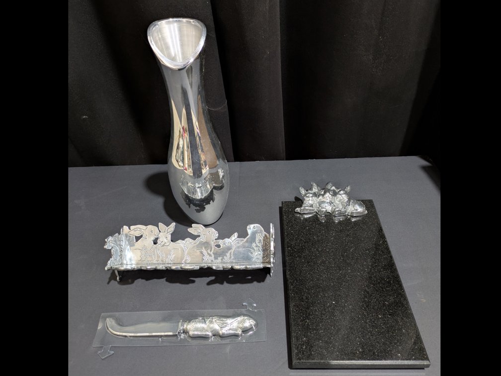 Nambé and Arthur Court Decorative Items Featuring Bunny Motifs