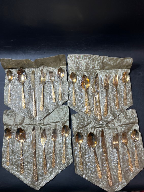Supreme Vermai 23K Gold-Plated Flatware Set with 4 Table Settings Plus 2 Extra Pieces