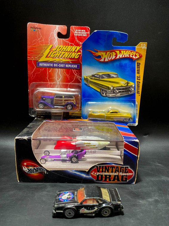 5 Die-Cast Model Cars Including Hot Wheels and Johnny Lightning