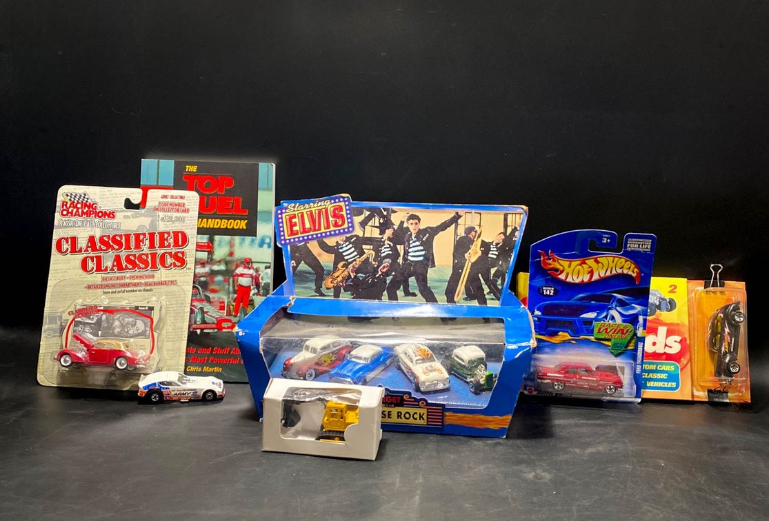 Die-Cast Cars and Books Featuring Hot Wheels, Racing Champions, and Elvis