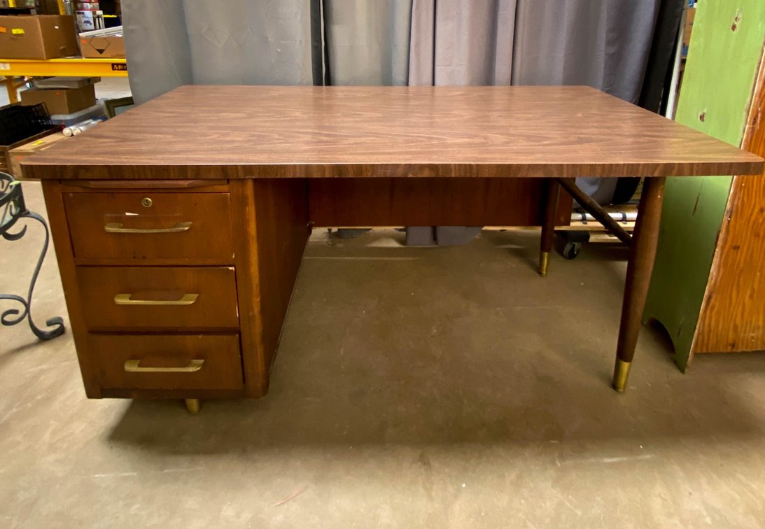 Mid-Century Wooden Desk with Drawer Storage, 29″ Tall, 60″ Wide