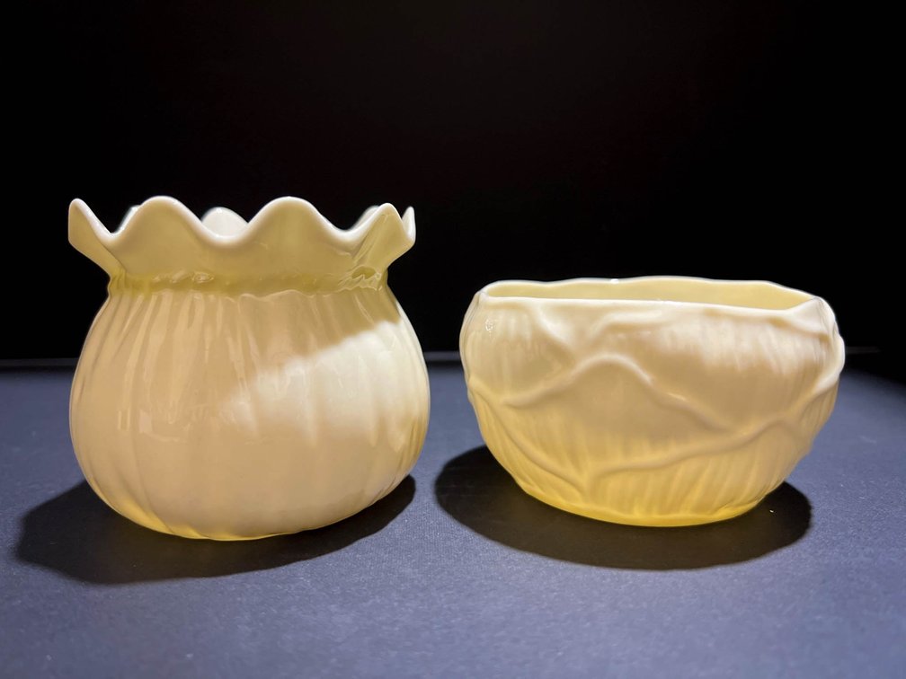 Belleek Irish Porcelain Vases with Floral Designs